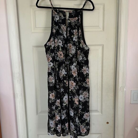Torrid Floral Black Dress Sheer with Lining Plus Size 3 Keyhole Front and Back - Picture 1 of 11
